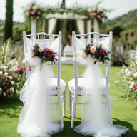 Bridal Shower Chair Tulle Draping - 9.8ft x 29.5in Wedding Party Decor Fabric Romantic Chair & Arch Backdrop
