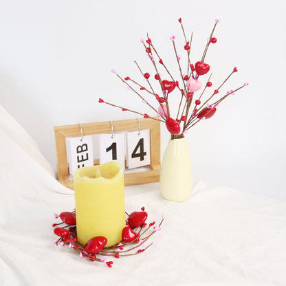 Valentine's Day Heart Candle Ring - Berry Decor for Candle Holders & Lanterns | As Pictured