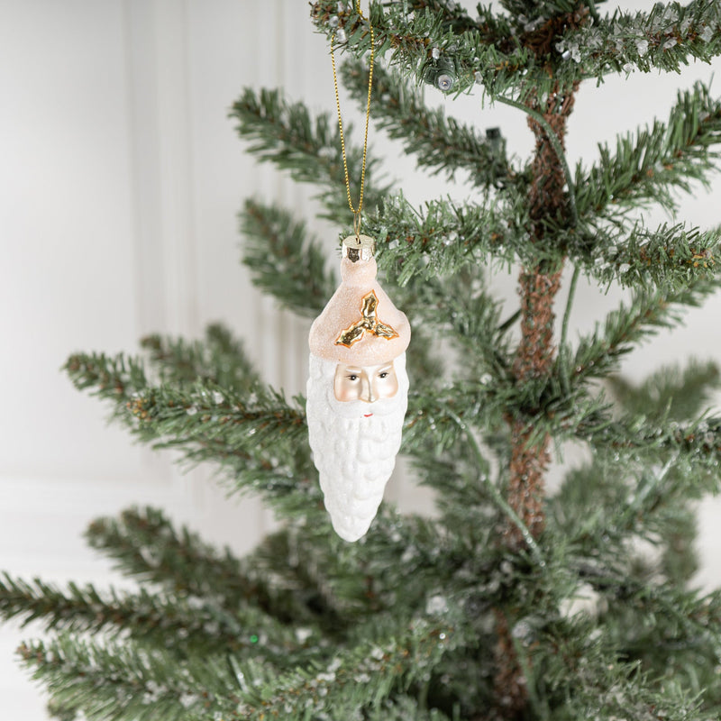 Christmas Ornaments Icicle Santa Glass Hanging Decorations with Chain for Xmas Tree, Bulk Wholesale Set
