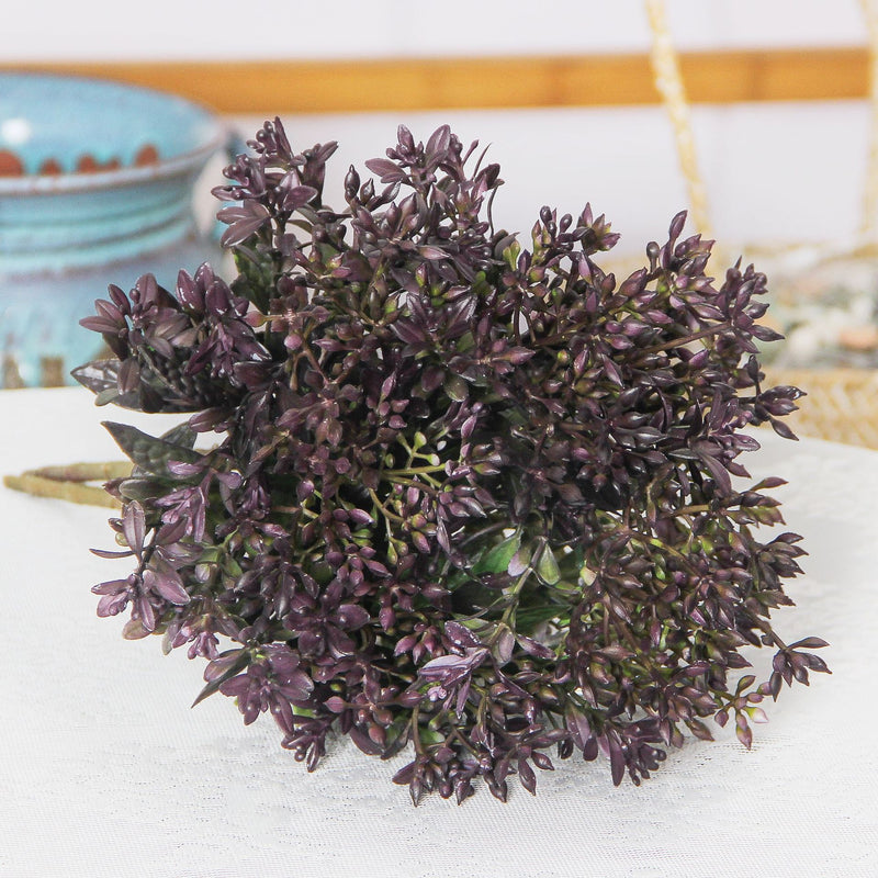 Artificial Kalanchoe Bush, 15 Branches, Plastic Faux Flower Greenery, Home, Wedding & Window Display Decor