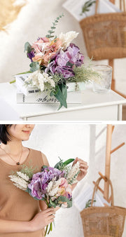 Artificial Hydrangea Flowers Bouquet 12 Inch Mixed Color Silk Bulk Arrangement 10 Pcs