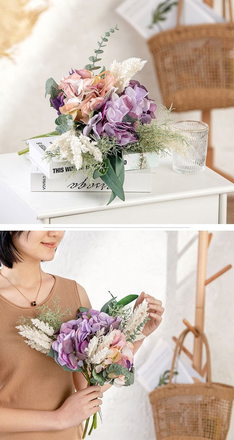 Artificial Hydrangea Flowers Bouquet 12 Inch Mixed Color Silk Bulk Arrangement 10 Pcs