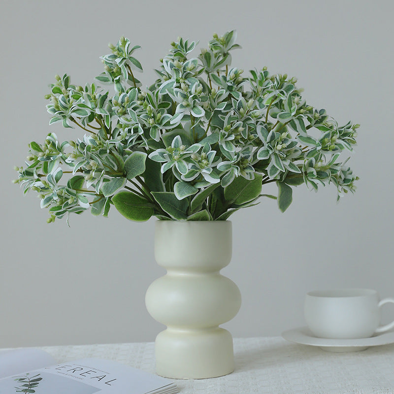 Single Stem Artificial Mint Leaf with White Edges, 18.5 Inches, for Weddings & Outdoor Decor