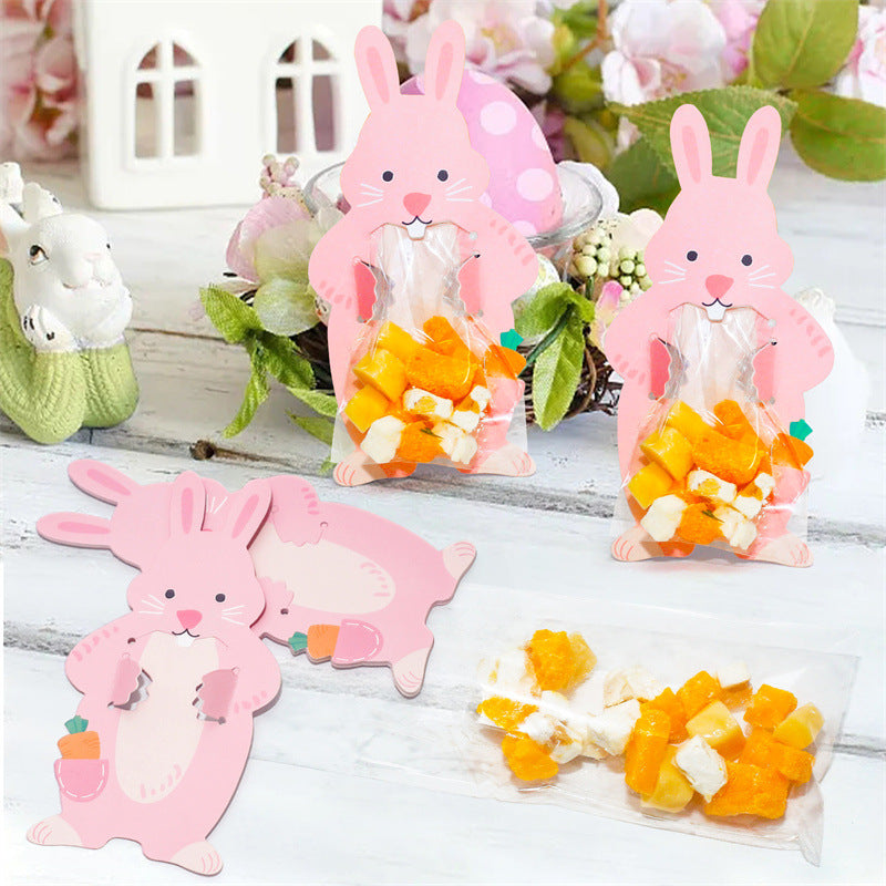 20 Pcs Easter Gift Bags - Cute Rabbit Cartoon Candy Bags for Chocolate Treats (5.5x4.3 Inches)