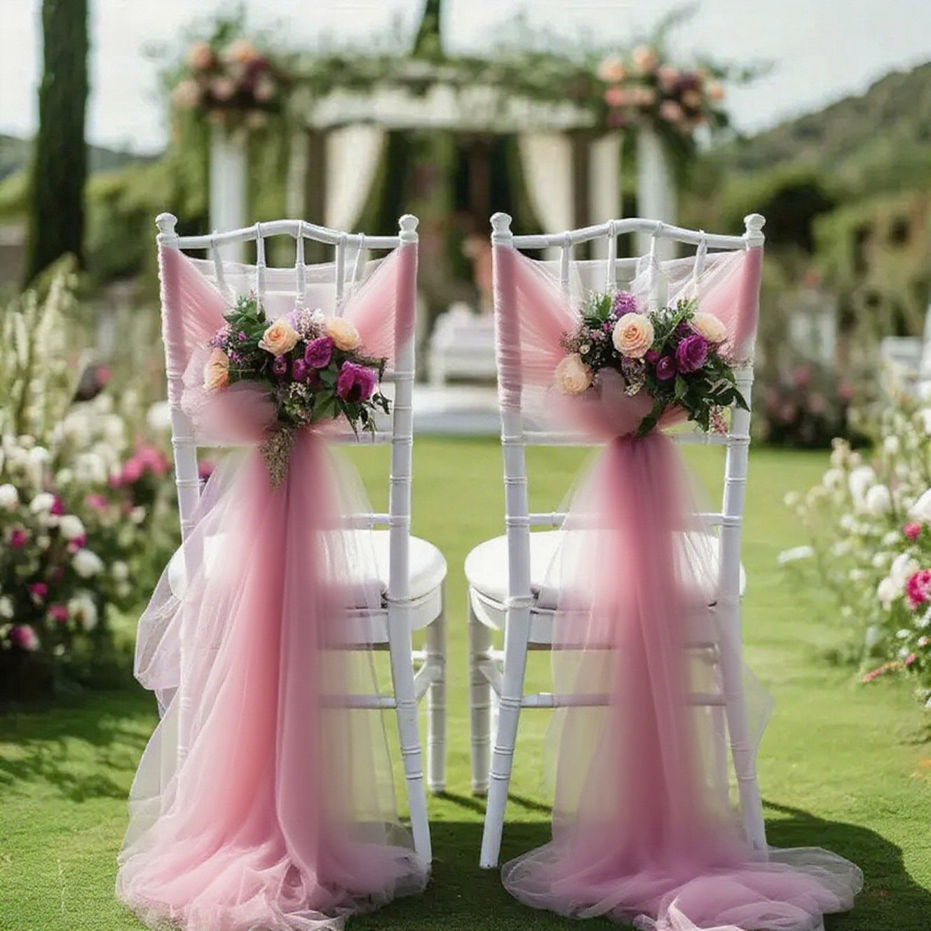 Bridal Shower Chair Tulle Draping - 9.8ft x 29.5in Wedding Party Decor Fabric Romantic Chair & Arch Backdrop