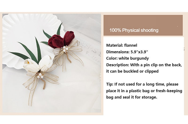 Velvet Tulip Corsage 12 Pcs Bulk Artificial Flowers for Bride Bridesmaid Wedding Party