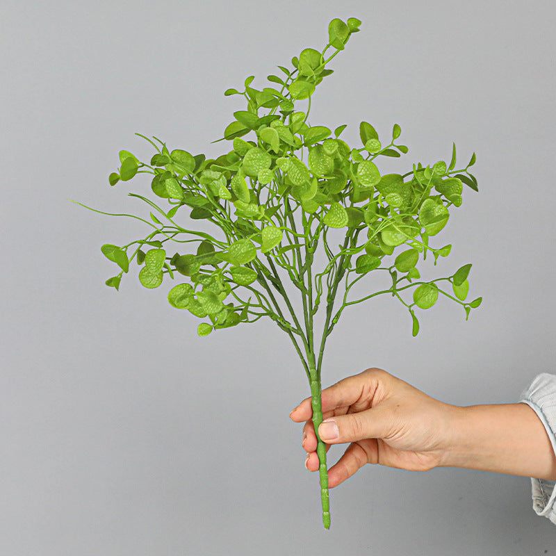Artificial Dimple Grass & Persian Grass Bush with Eucalyptus Branches, 16" Plastic Greenery for Wall Decor & Vases