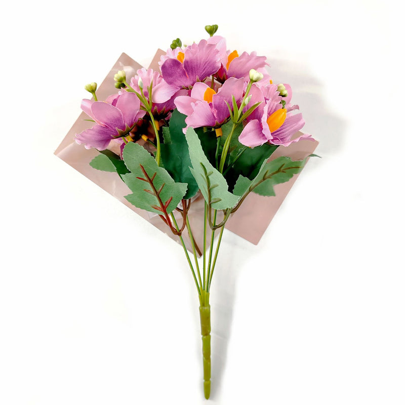Artificial Cattleya Orchid Bush with 10 Blooms, Silk-Like Fabric, 12" Tall, for Weddings, Home Decor, and Table Arrangements