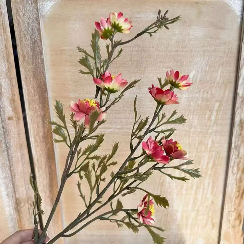 Retro-Inspired Artificial Daisy Stem, Single Stem with 9 Blooms, 33" Tall, Silk-Like Fabric, Perfect for Home Decor, Weddings, and Events