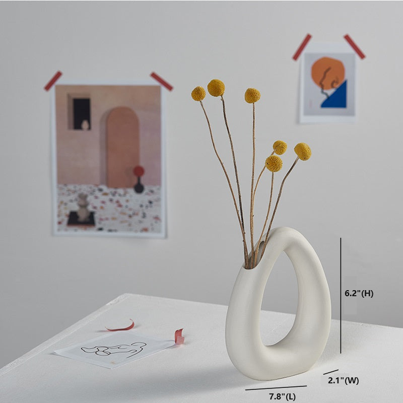 Bulk Hollow-out Ceramic Vases for Flowers U-shaped Ceramic Vase with Dual Openings Wholesale