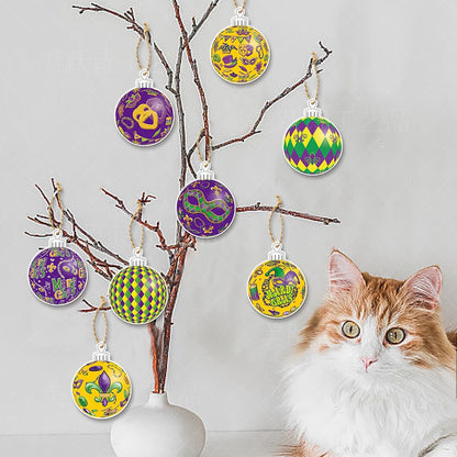 Bulk 16 Pcs Ball-shape Hanging Pendants Decoration with Rope for Mardi Gras Party Decor Wholesale