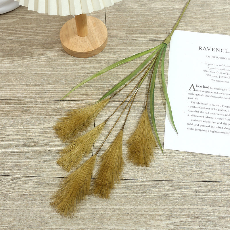 20" Artificial Pampas Grass Stem, Single Feather Reed Stem for Wedding Centerpieces & Home Decor, Realistic Faux Silk Pampas