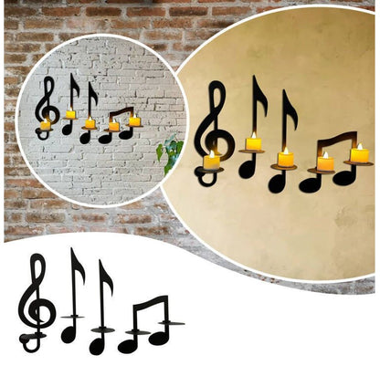 Bulk 4 Pcs Music Notes Candle Holders Wall Mount Hanging Candlestick for Home Living Room Dining Room Art Decor Wholesale