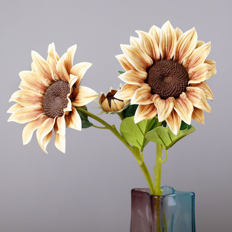 Artificial Sunflower Stem, 2 Blooms with Bendable Stem, 26" Long for Home Decor, Weddings & Events