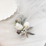 Velvet Tulip Corsage 12 Pcs Bulk Artificial Flowers for Bride Bridesmaid Wedding Party