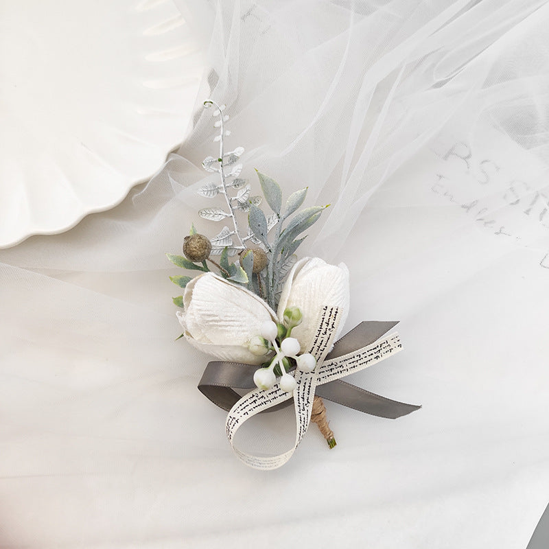Velvet Tulip Corsage 12 Pcs Bulk Artificial Flowers for Bride Bridesmaid Wedding Party