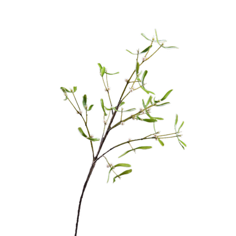 3 Pcs Artificial Mistletoe Stems with Leaf and Pearl Fruit, 12 Inch Winter Xmas Floral Arrangement