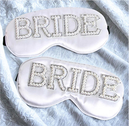 Bride Pearl Letter Sleep Mask - 4.7x9.1 Inch | Wedding Party Decor & Sleep Essential