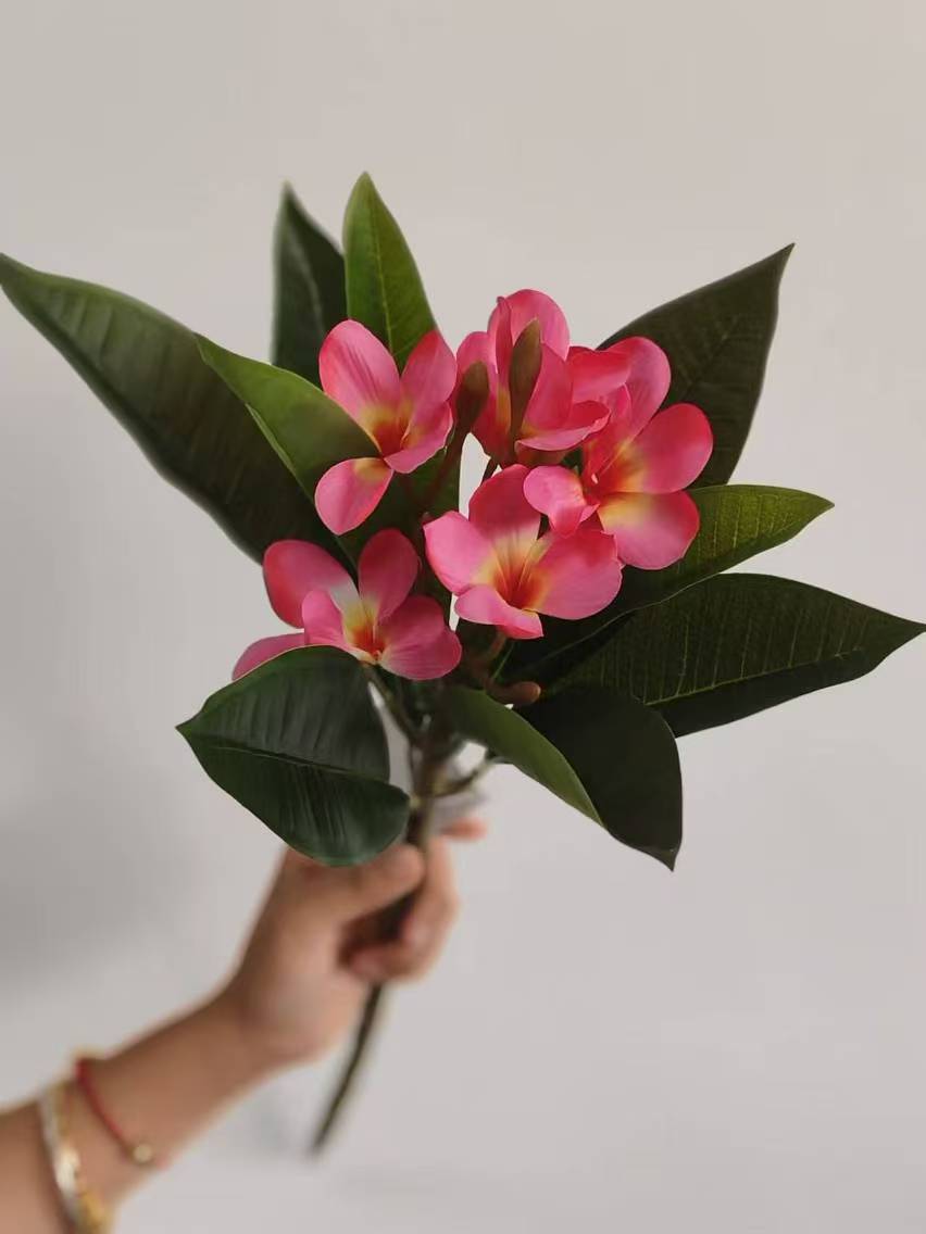 Bulk 26" Frangipani Bridal Bouquet Artificial Flower Arrangement UV Coated for Boho Home Decor Bridal Shower Centerpieces Wholesale