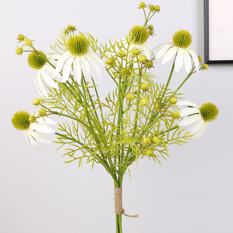 Artificial Coneflower Bouquet, Set of 4 Bouquets with 6 Flower Heads Each, Faux Silk Petals, Wedding & Home Decor