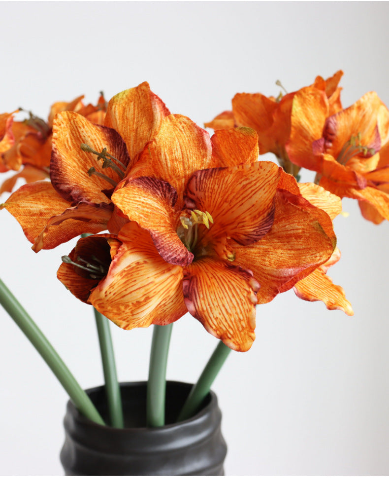 Velvet Amaryllis Stem 24 Inch Artificial Flower Silk Material