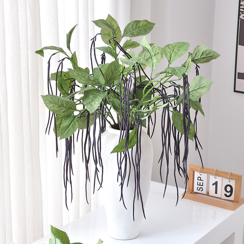 Artificial Long Bean Vine, Single Stem, 37" Green or Red, PVC Material for Home Decor, Wedding, and Events