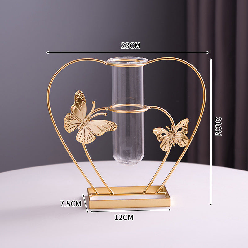Gold Butterfly Glass Test Tube Vase - Luxury Home Decor for Living Room & Dining Table