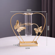 Gold Butterfly Glass Test Tube Vase - Luxury Home Decor for Living Room & Dining Table