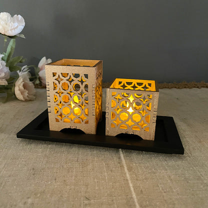 Bulk Pillar Candle Holder Hollow-out Wood Candlestick Decorative for Home Garden Wedding Party Table Centerpiece Wholesale