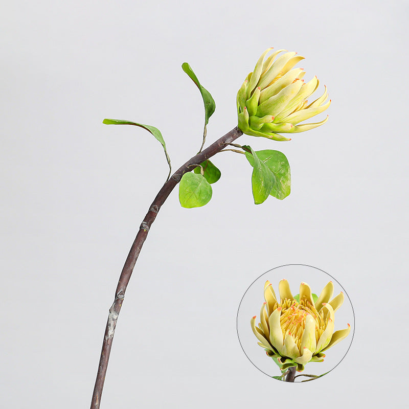 Single Stem Protea King Artificial Flower, 25" Tall, Silk-Like Fabric, Perfect for Weddings and Home Decor