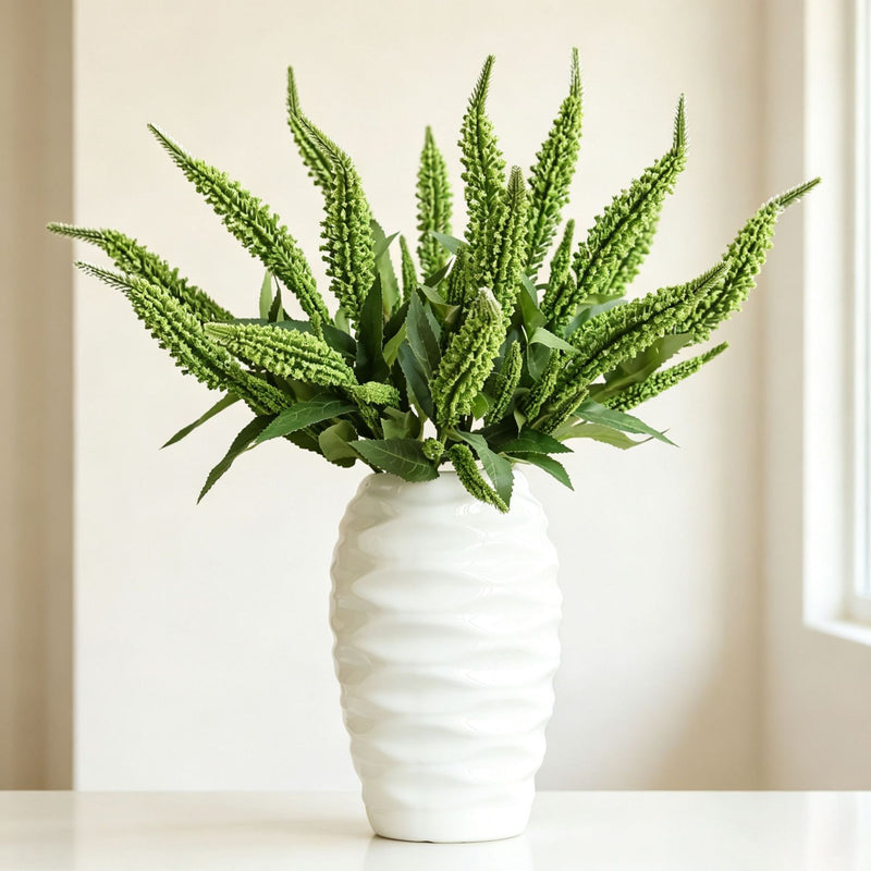 Artificial Sage Bouquet, Foam Faux Salvia Stems, 19" Tall, for Wedding, Home Decor & Window Display