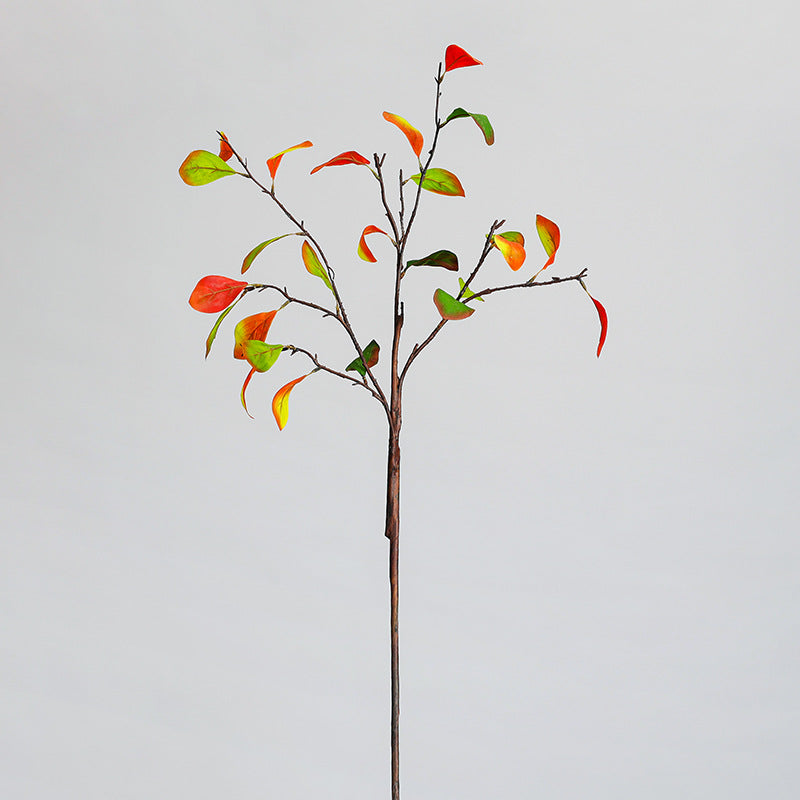 Single Stem Persimmon Leaf Branch, 37" Long, Silk-Like Fabric, Rustic Style for Home Decor, Wedding, and Commercial Spaces