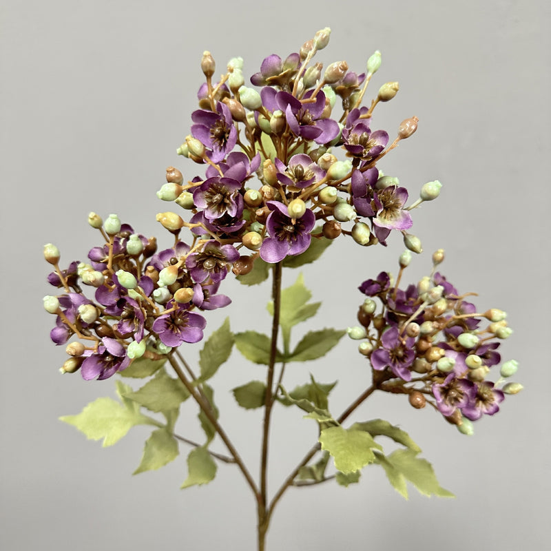 Artificial Viburnum Flower Stem, Faux Silk Filler with 3 Flower Heads, Rustic Home, Wedding & Window Display Decor