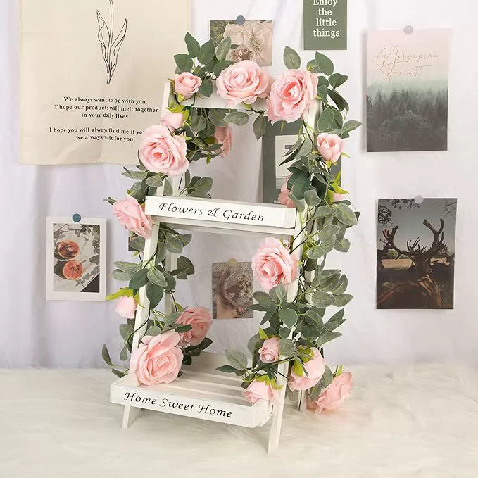 Bulk 5.6ft Silk Rose Garland UV Resistant Artificial Flowers Wedding Arch Draping Outdoor Garden Backdrop Party Ceiling Canopy Wrinkle Non-Toxic Wholesale