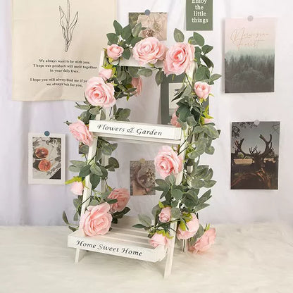 Bulk 5.6ft Silk Rose Garland UV Resistant Artificial Flowers Wedding Arch Draping Outdoor Garden Backdrop Party Ceiling Canopy Wrinkle Non-Toxic Wholesale