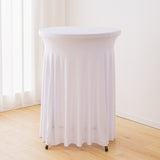 Bulk Round Stretch Tablecloths Cocktail Skirt Table Covers and Banquet Bar Round Table Covers Wholesale