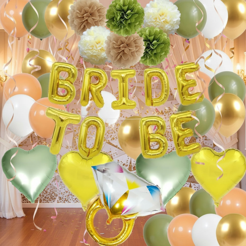 Bachelorette Party Decorations Kit - Bride to Be Balloon BannerPom Poms & Ring Balloon Set for Bachelorette Celebrations