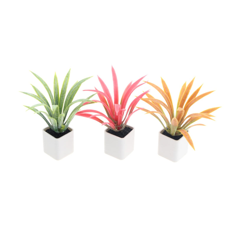 Mini Pineapple Plant Potted Decoration, 2.5" Plastic Faux Green Plant for Home, Office, Events, and DIY Projects