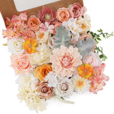 24 Pcs Silk Rose Bouquet Combo Dahlia & Roses Bouquet Kit with Adjustable Stems Hyper-Realistic Floral Arrangements for Wedding Arches Bridal DIY Baby Shower Centerpieces & Moody Home Decor UV Fade Resistant Wholesale