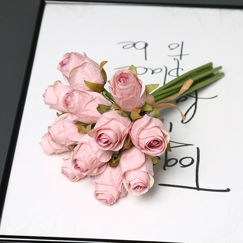 12-Bloom Artificial Rose Bouquet, Silk-Like Fabric, 10" Height, Perfect for Weddings, Events, and Home Decor