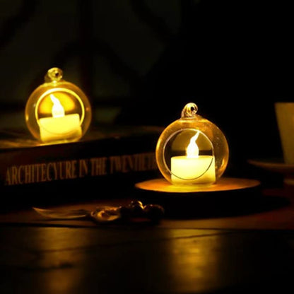 Bulk 12 Pcs Glass Globe Hanging Lights Candle Orbs for Tea Lights Wedding Arch Decor Christmas Centerpiece Outdoor Party Wholesale