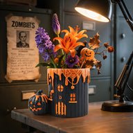 Halloween Pumpkin House Resin Planter - Spooky Cute Decor for Home Desk & Garden