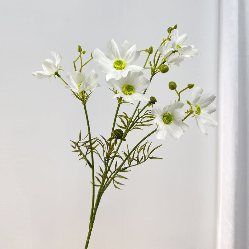 Realistic Cosmos Silk Flower Bush with 8 Blooms, 27" Tall, Rustic Floral Arrangement for Weddings, Home Decor & Events