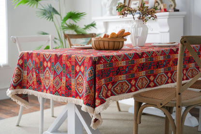 Bulk Yarn Dyed Thick Tablecloth with Tassel for Holiday Winter Decor Wholesale