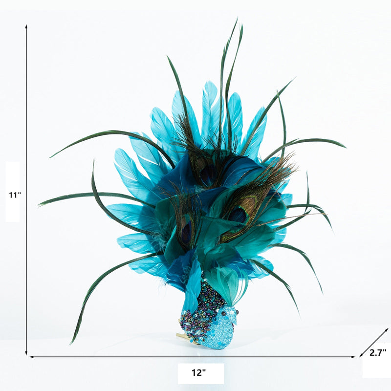 Simulated Peacock Christmas Hanging Ornaments Bulk Quantity Artificial Holiday Decor