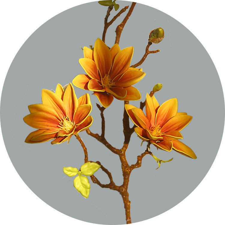 Premium PU Artificial Magnolia Flowers 2-Pack - New Chinese Style Home Decor for Living Room & Dining Table (31.1 Inches)