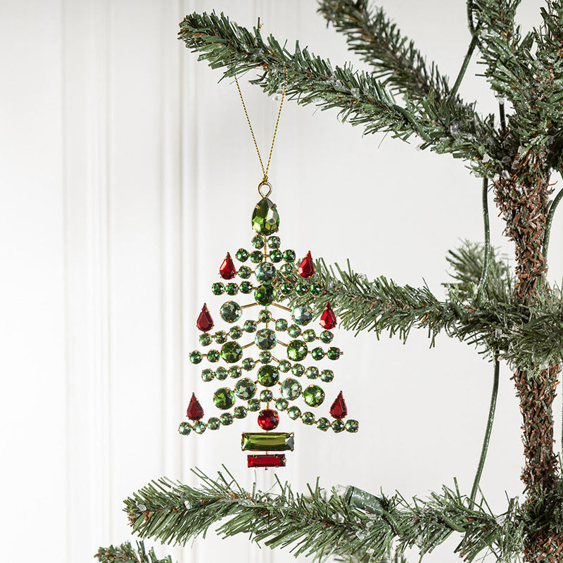 Christmas Tree Ornaments 50 Pcs Acrylic Red Green Gemstone Hanging Decorations Bulk Set