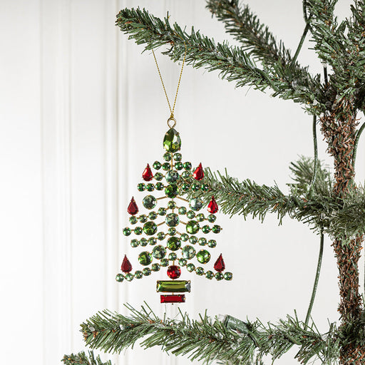 Christmas Tree Ornaments 50 Pcs Acrylic Red Green Gemstone Hanging Decorations Bulk Set