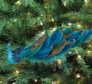 10 Pcs Christmas Glitter Peacock Ornaments Artificial Hanging Decorations for Tree Wall Door Party