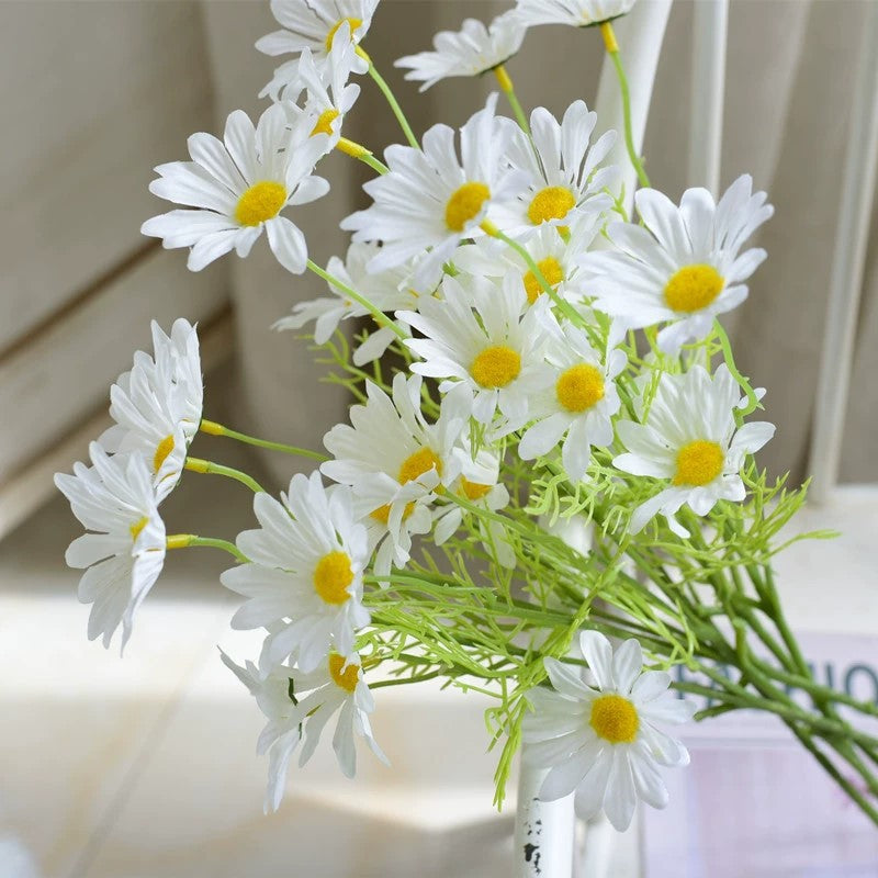 Wedding Floral Backdrop Decor Premium Artificial Daisy Bouquets 8 Pack Silk for Venue Styling